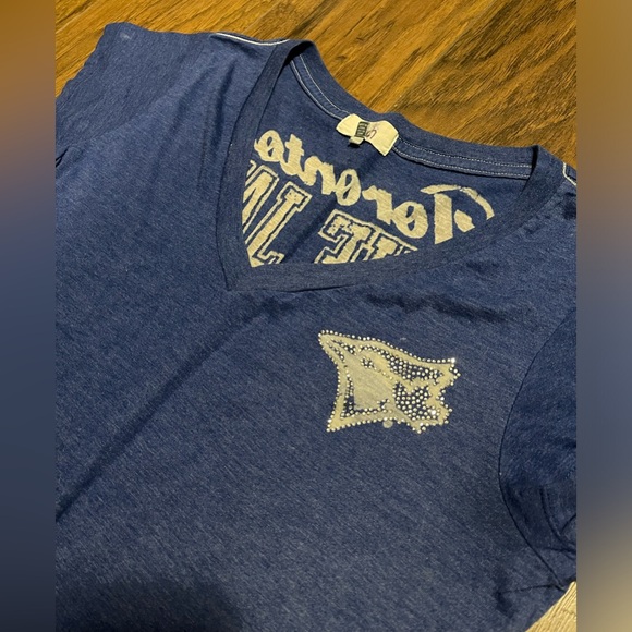 Toronto Blue Jays baseball MLB XL fitted short sleeve gems & bedazzle shirt - Picture 2 of 5